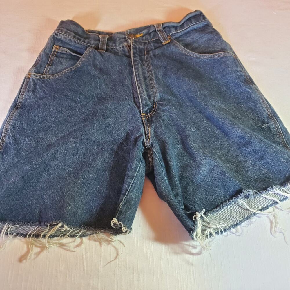 Mens Dark Wash Denim Cutoff Shorts Size 30 Blue Jean Casual